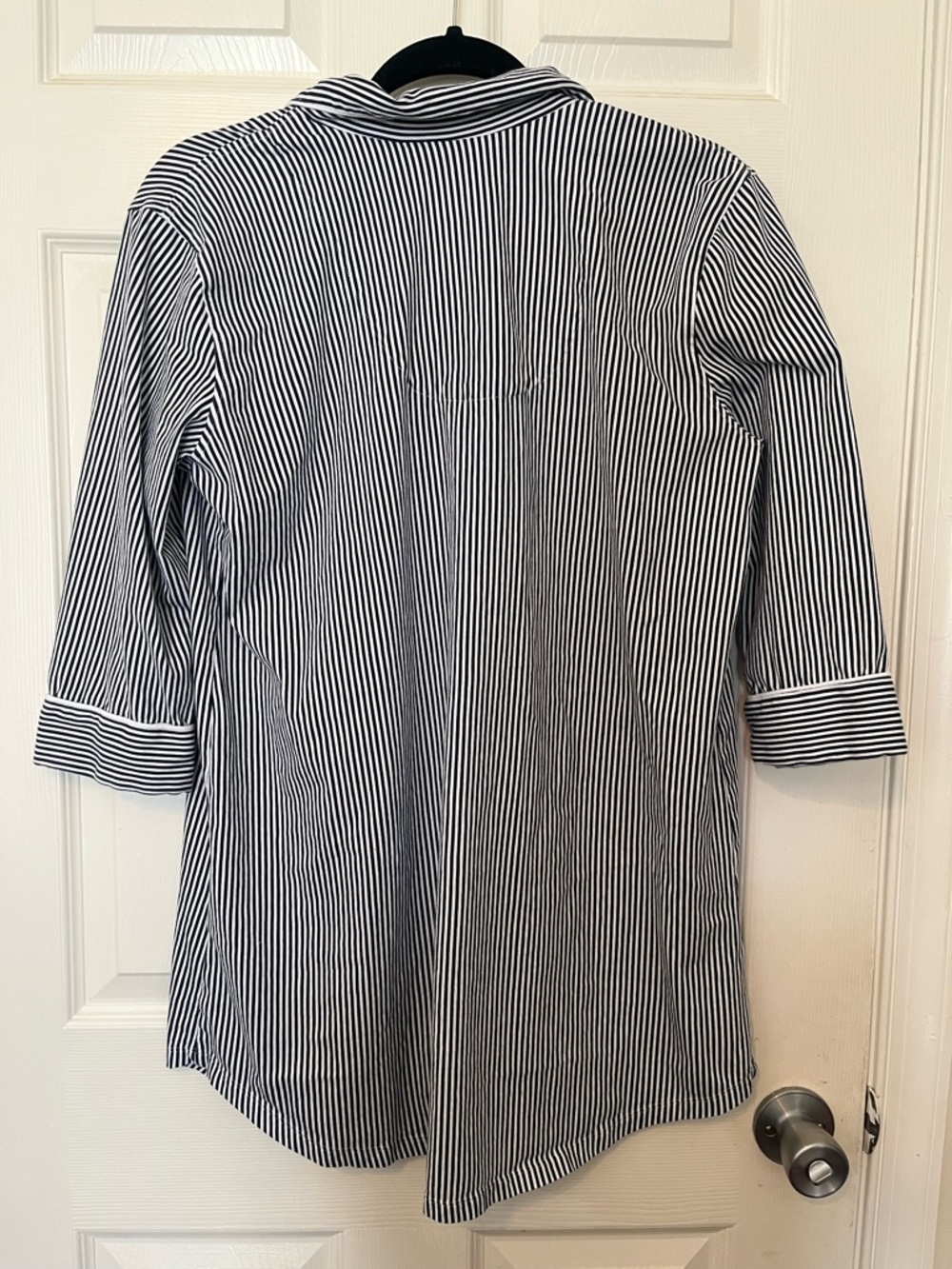 Lauren Ralph Lauren Medium Navy & White Striped Cotton Sleep Shirt Resortwear - Picture 5 of 6